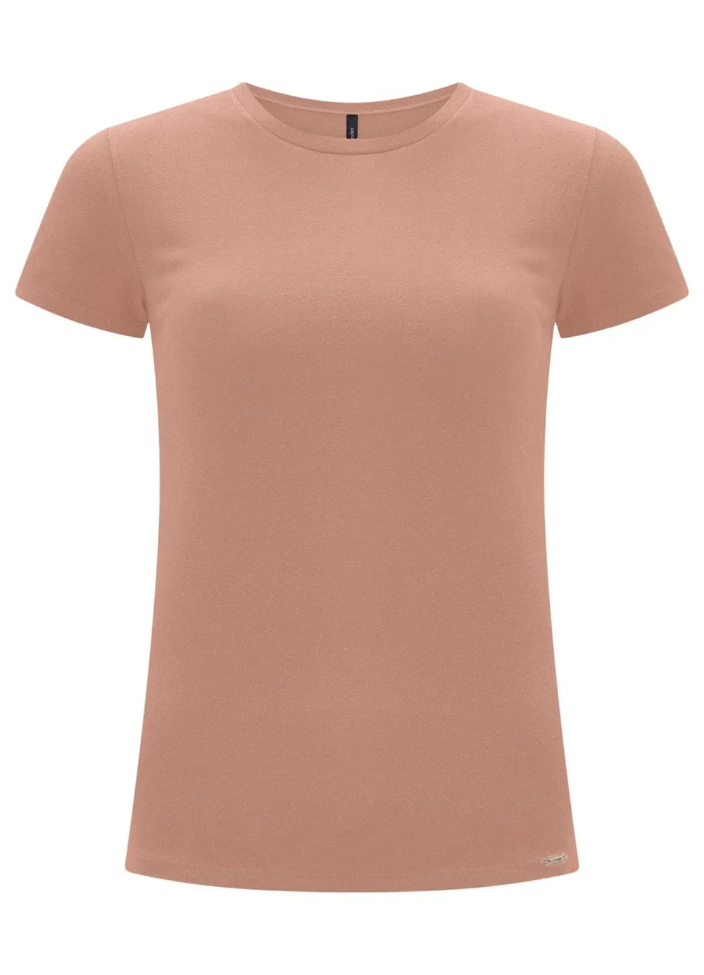 Lunender - Blusa Básica de Mangas Curtas em Malha Bege