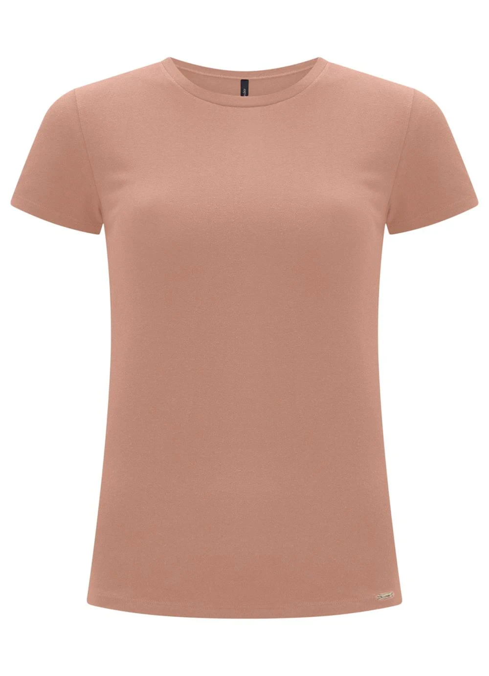 Lunender - Blusa Básica de Mangas Curtas em Malha Bege