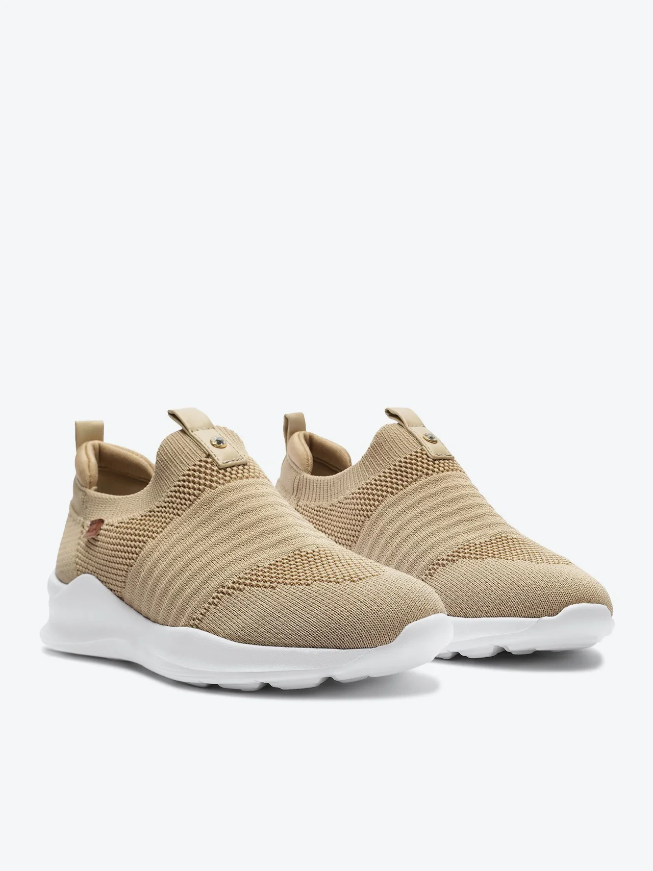 Tênis Slip On Streech Jogging Knit Bege