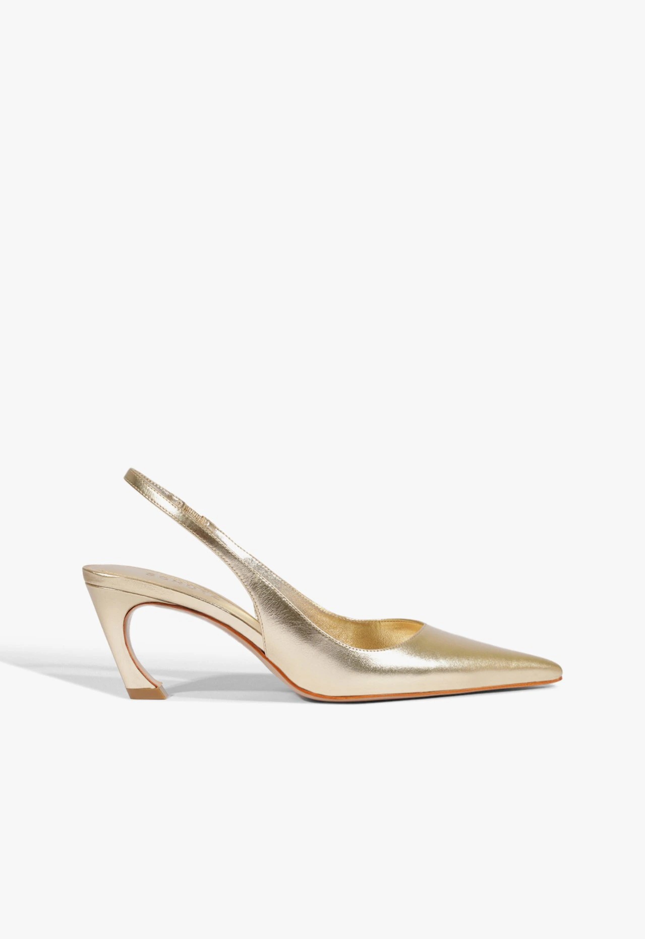 Scarpin Slingback Lexi Mid Couro Dourado
