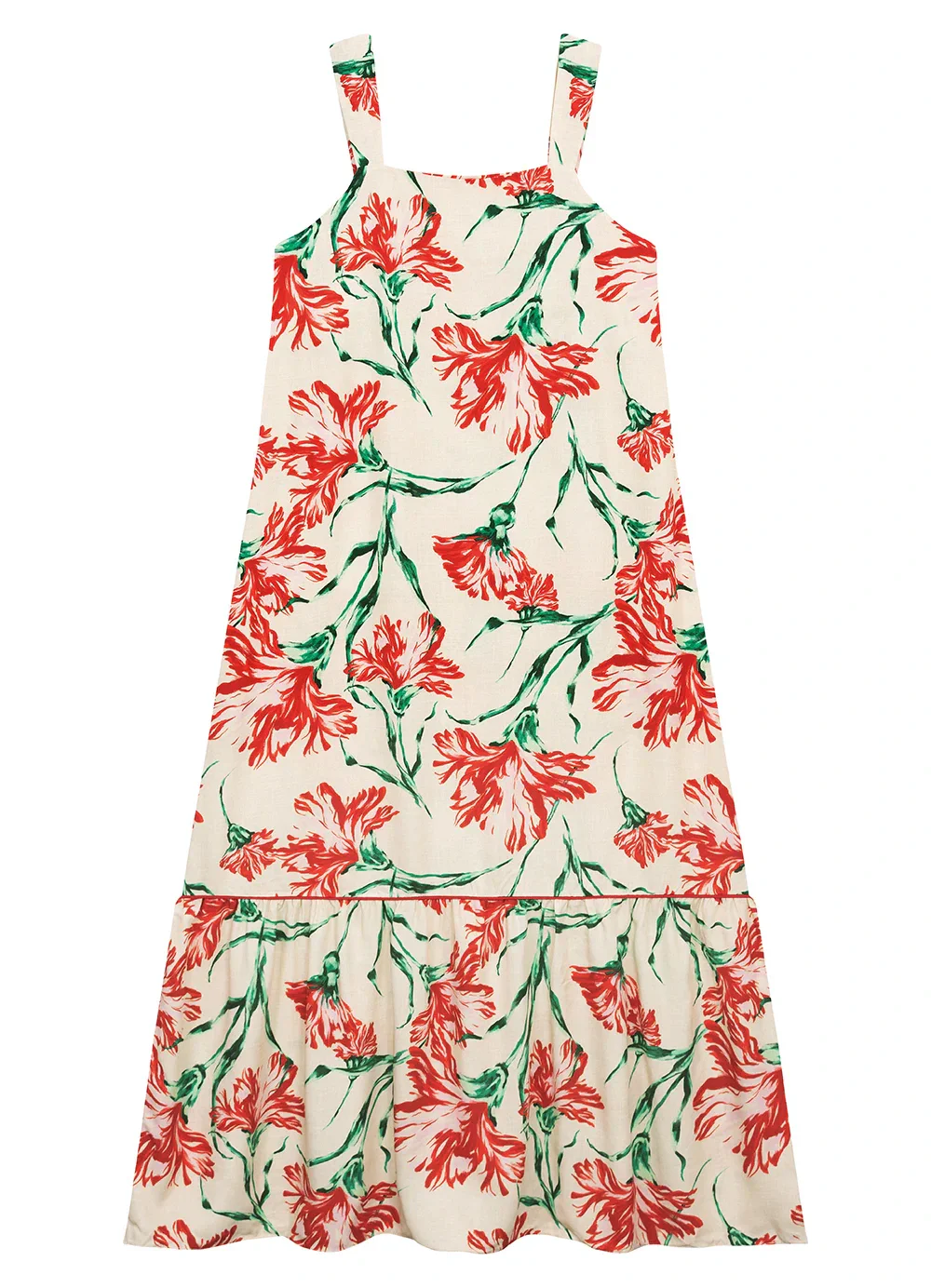 Malwee - Vestido Longo Amplo Floral Branco