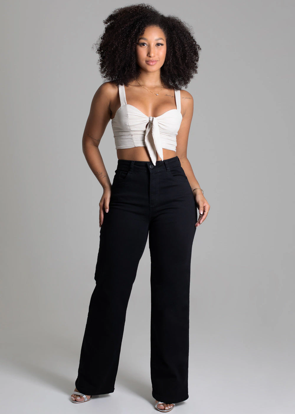 Calça Sarja Sawary Wide Leg - 277557 PRETO