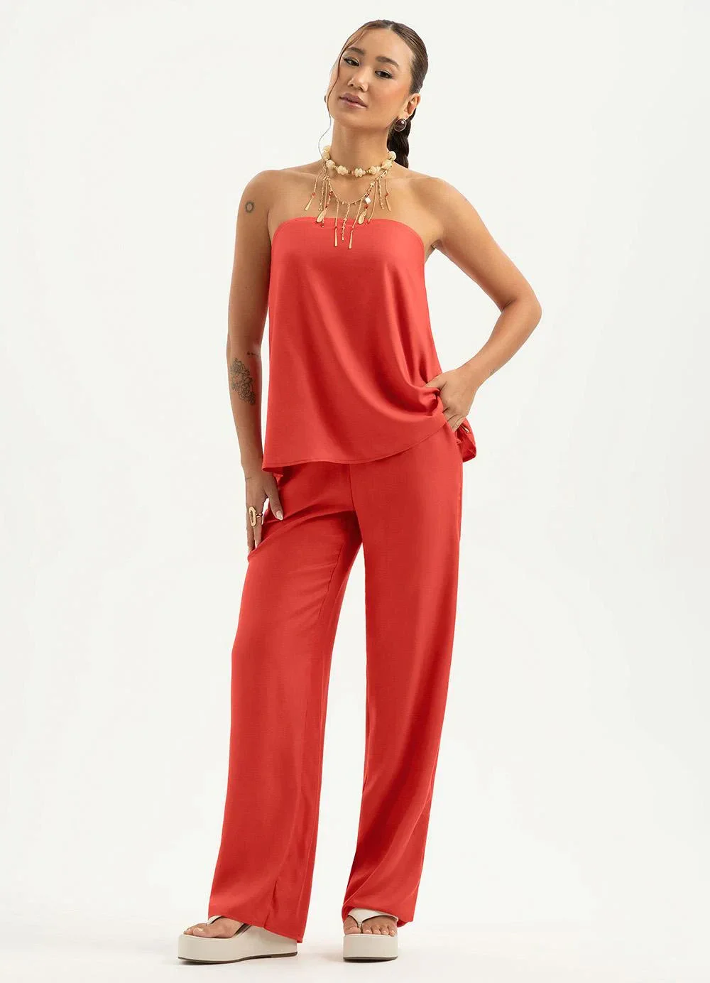 Cativa - Conjunto em Viscose Vermelho