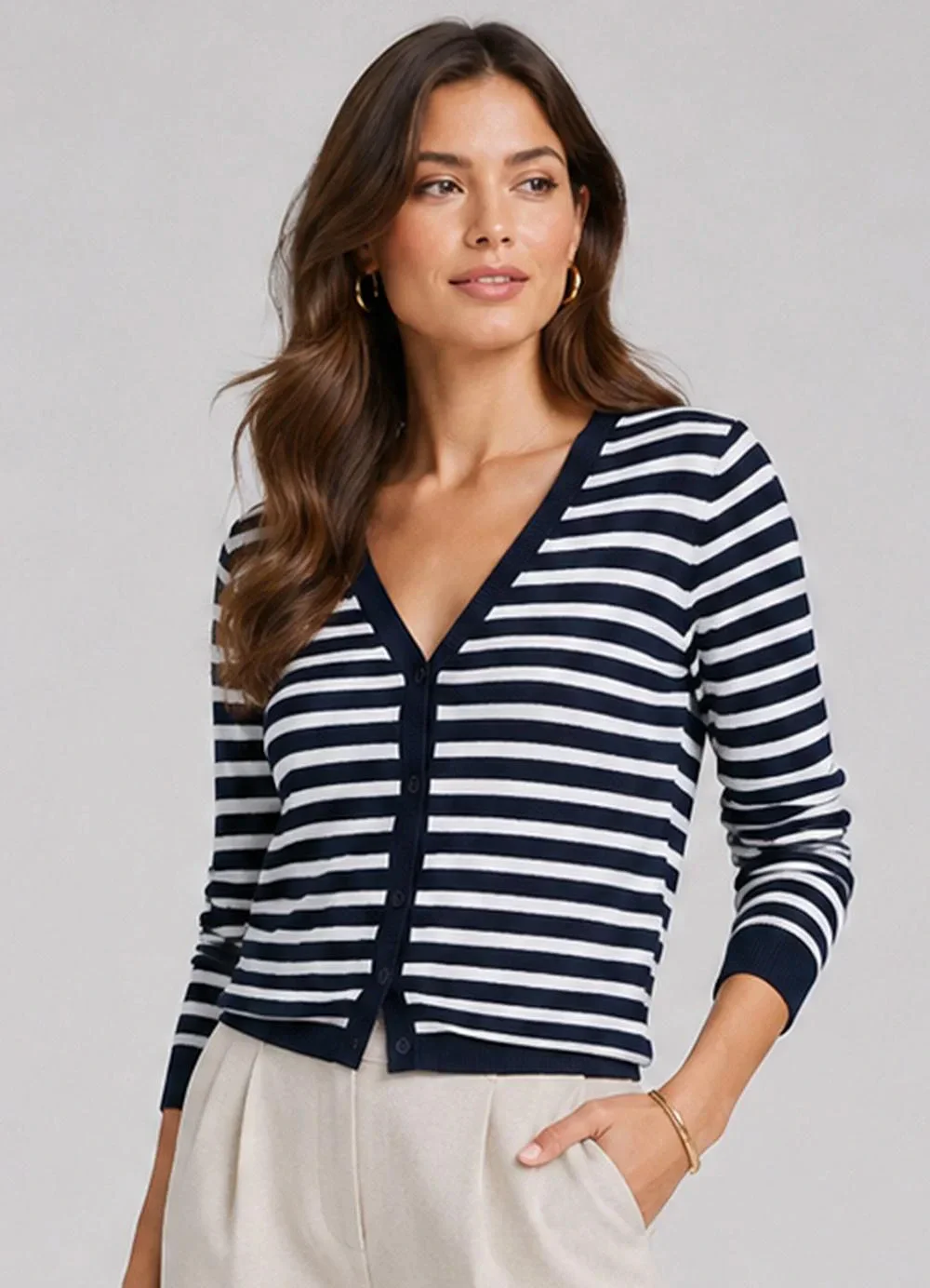 Infinita Cor - Cardigan Feminino em Tricot Azul