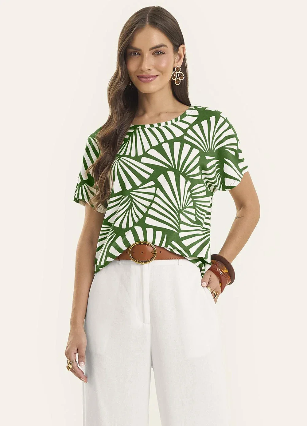 Rovitex - Blusa Feminina Estampada Viscotorcion Verde