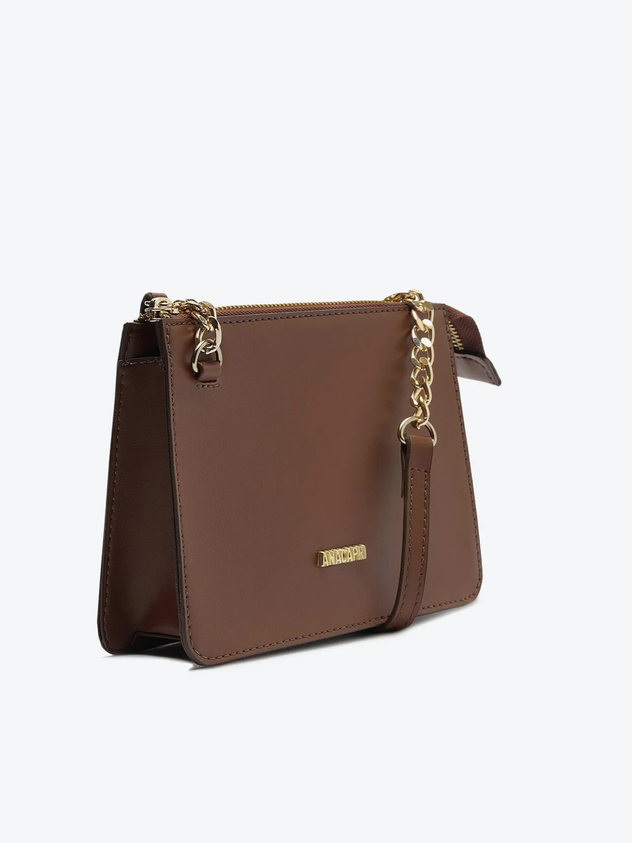 Bolsa Tiracolo Média Alça Corrente Marrom