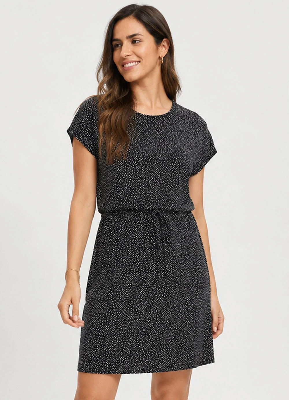 Infinita Cor - Vestido Curto em Visco Premiere Preto