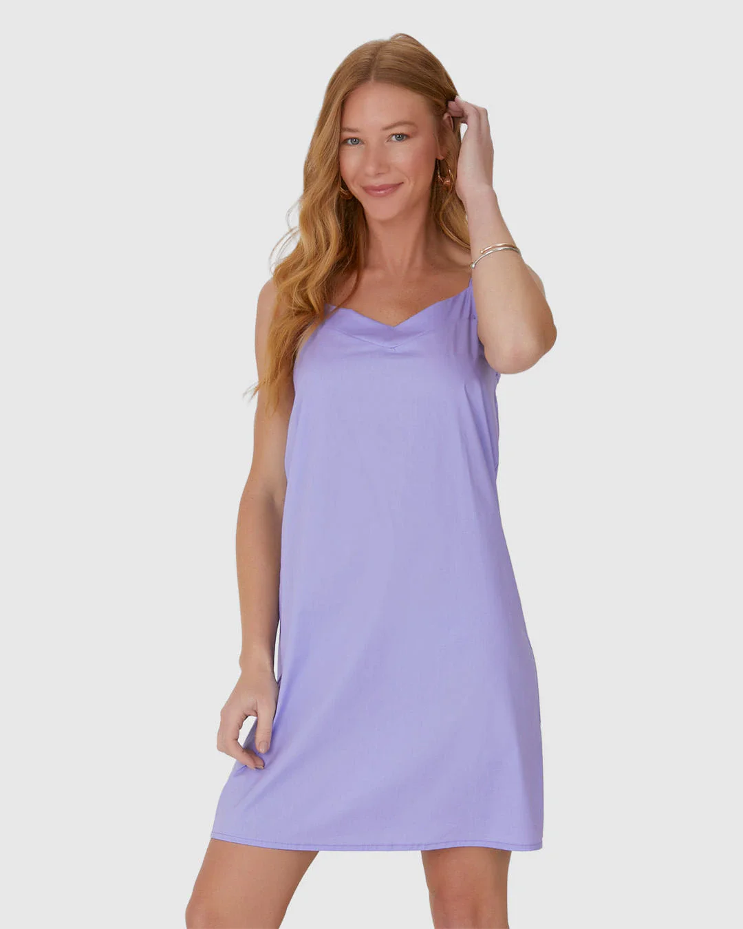 Vestido Feminino Decote V Alça Fina Em Tricoline