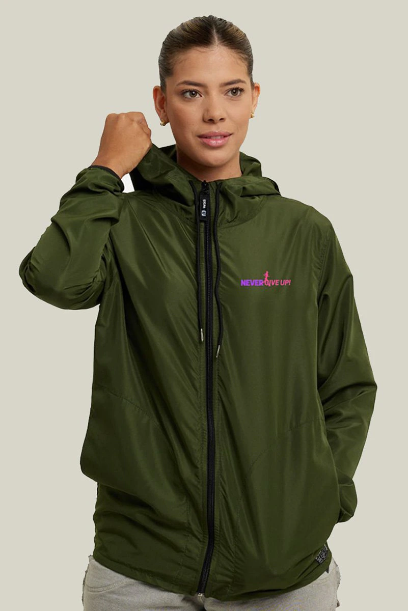 Jaqueta Corta Vento Impermeável Feminina Verde WSS Never Give Up! Verde