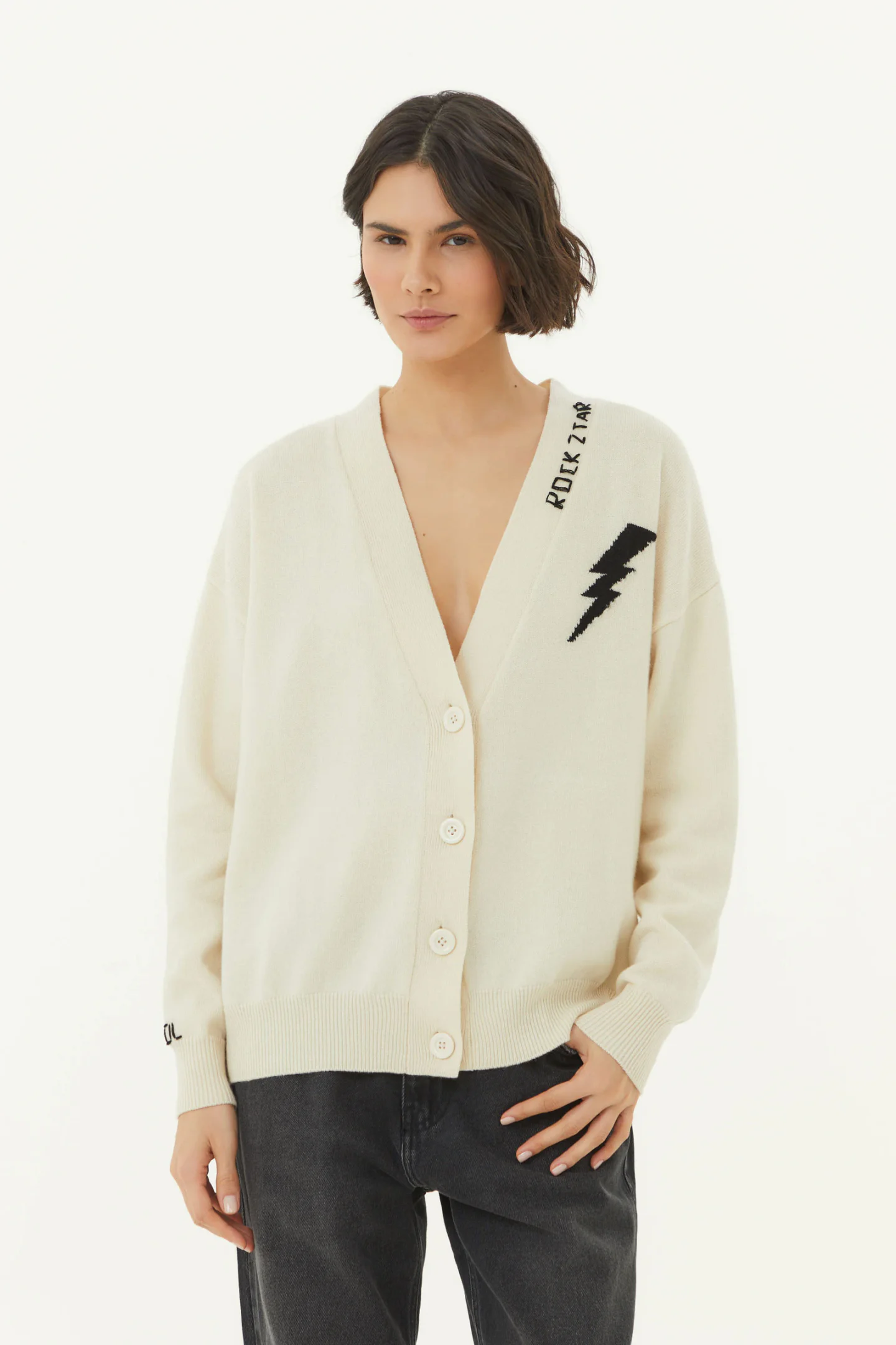 Cardigan Trico Bordado Rockstar