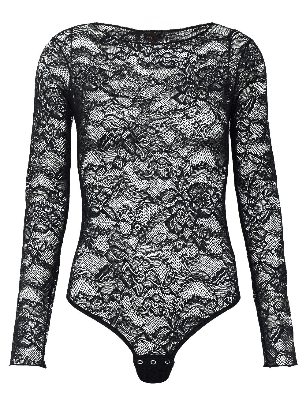 Body Manga Longa Renda Nara Preto
