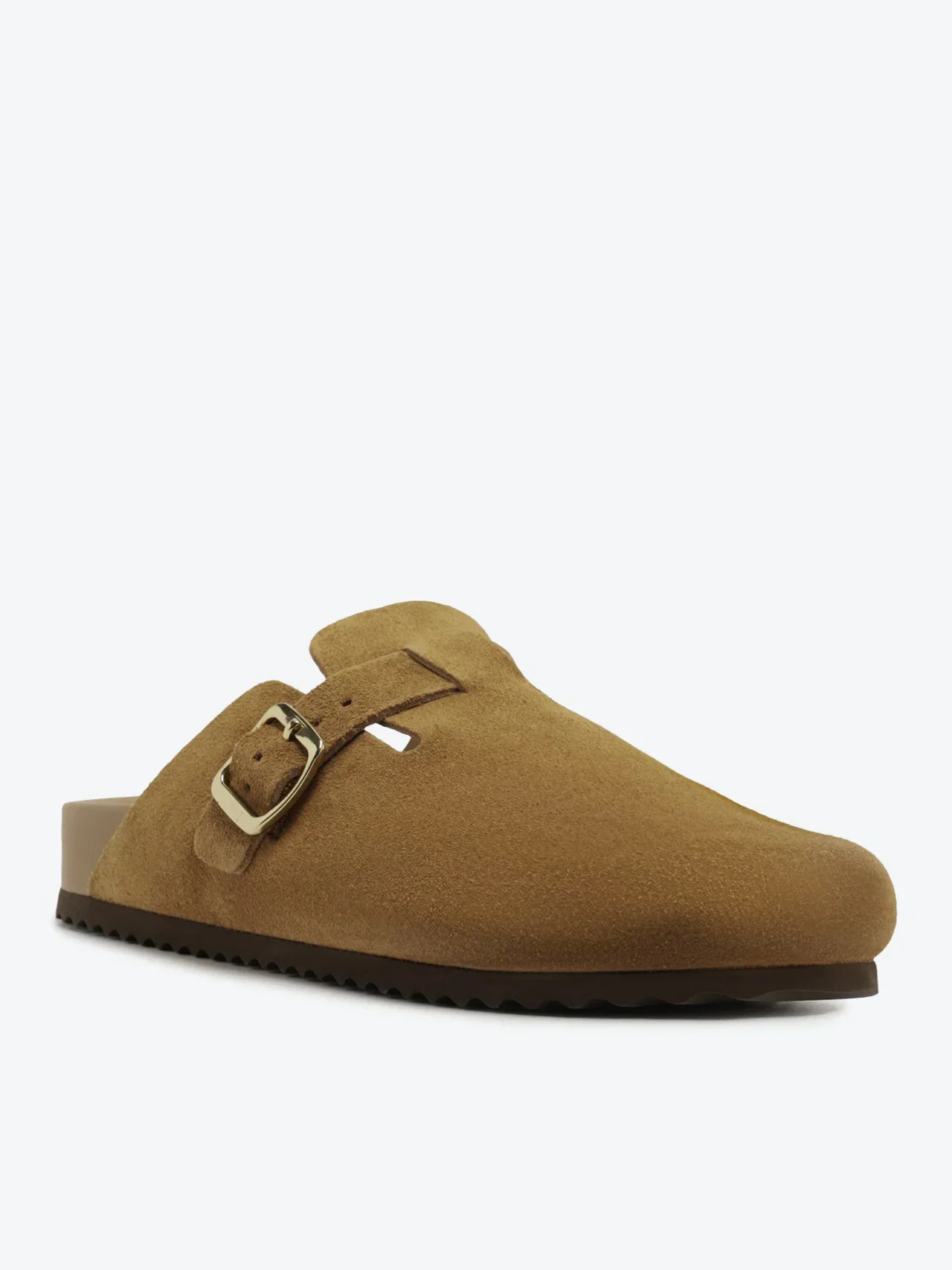 Mule Clog Acamurçada Couro Marrom