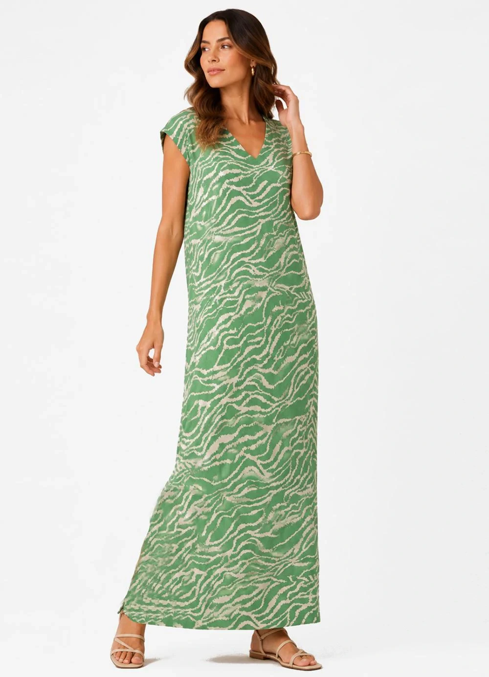 Infinita Cor - Vestido Feminino com Decote em V Verde