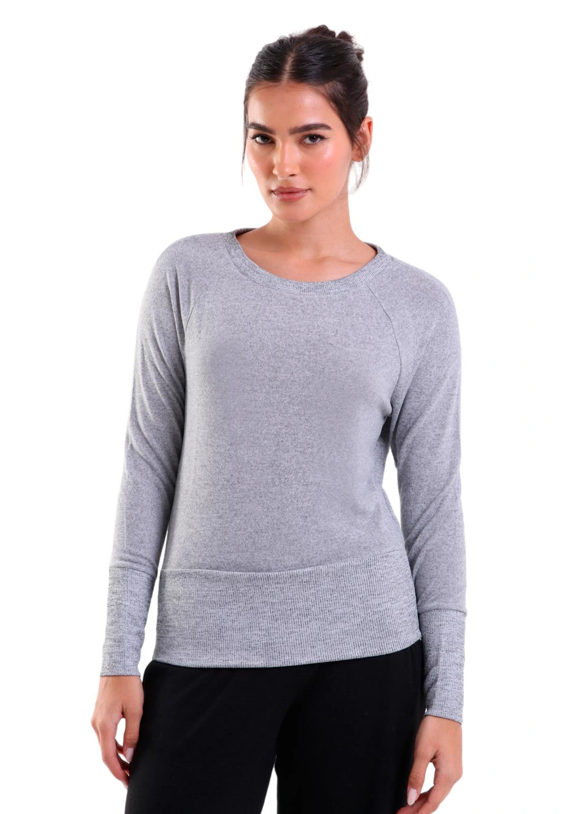 Blusa Manga Longa Tricot New com Detalhes Canelados