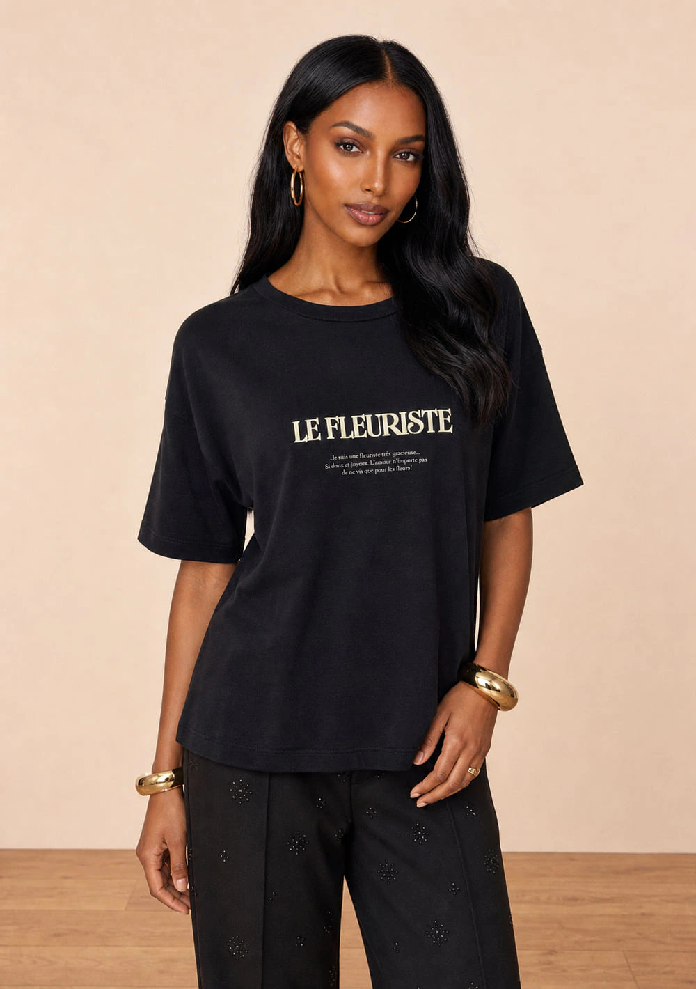 Camiseta Oversized Gardênia Preto