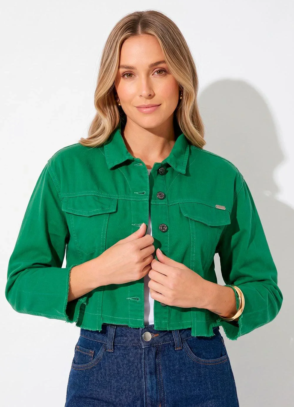 Quintess - Casaco Verde em Jeans