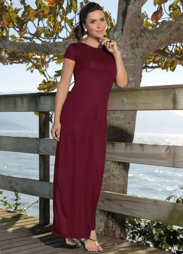 Moda Pop - Vestido Longo Bordô