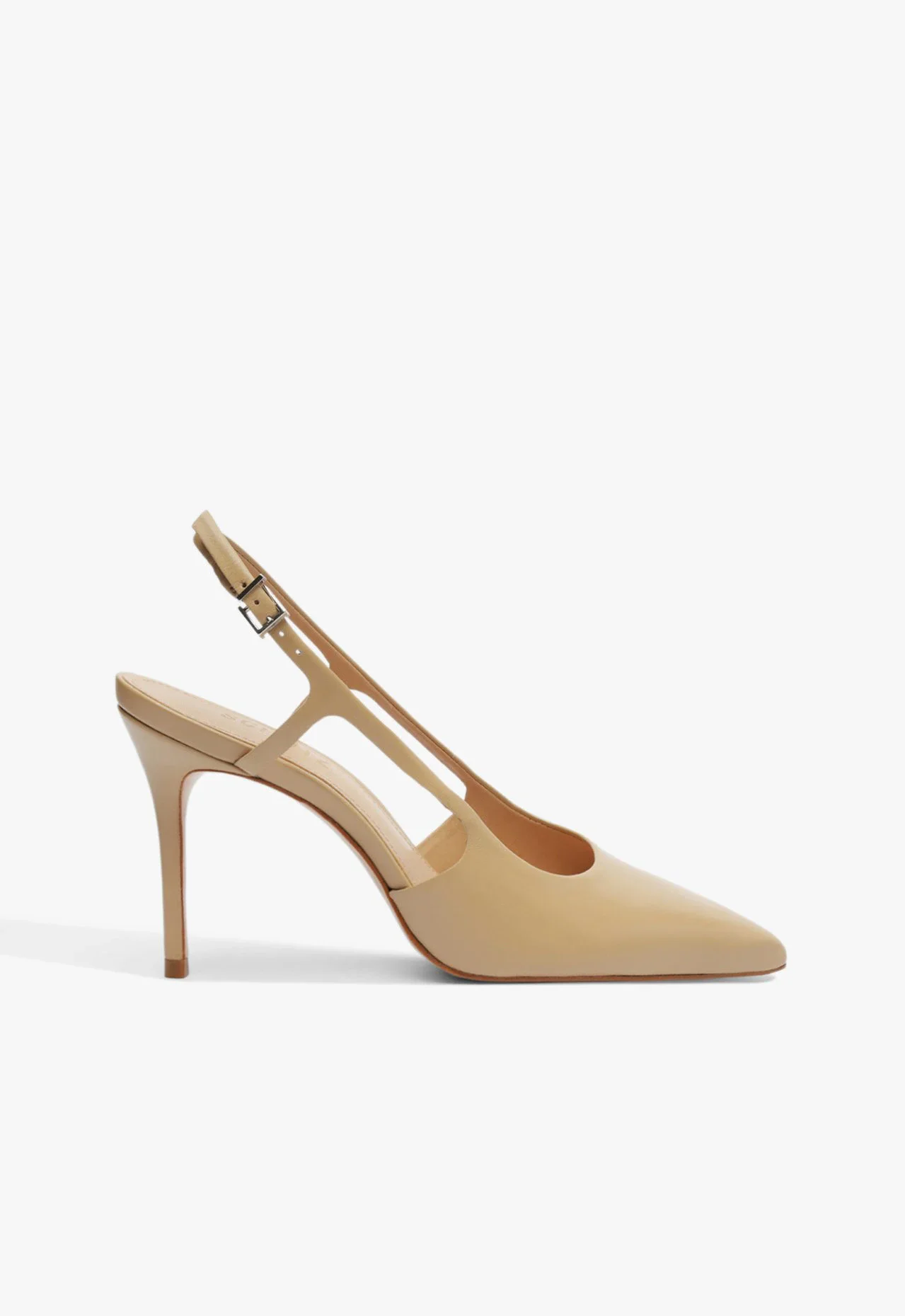 Scarpin Slingback Velara Couro Bege