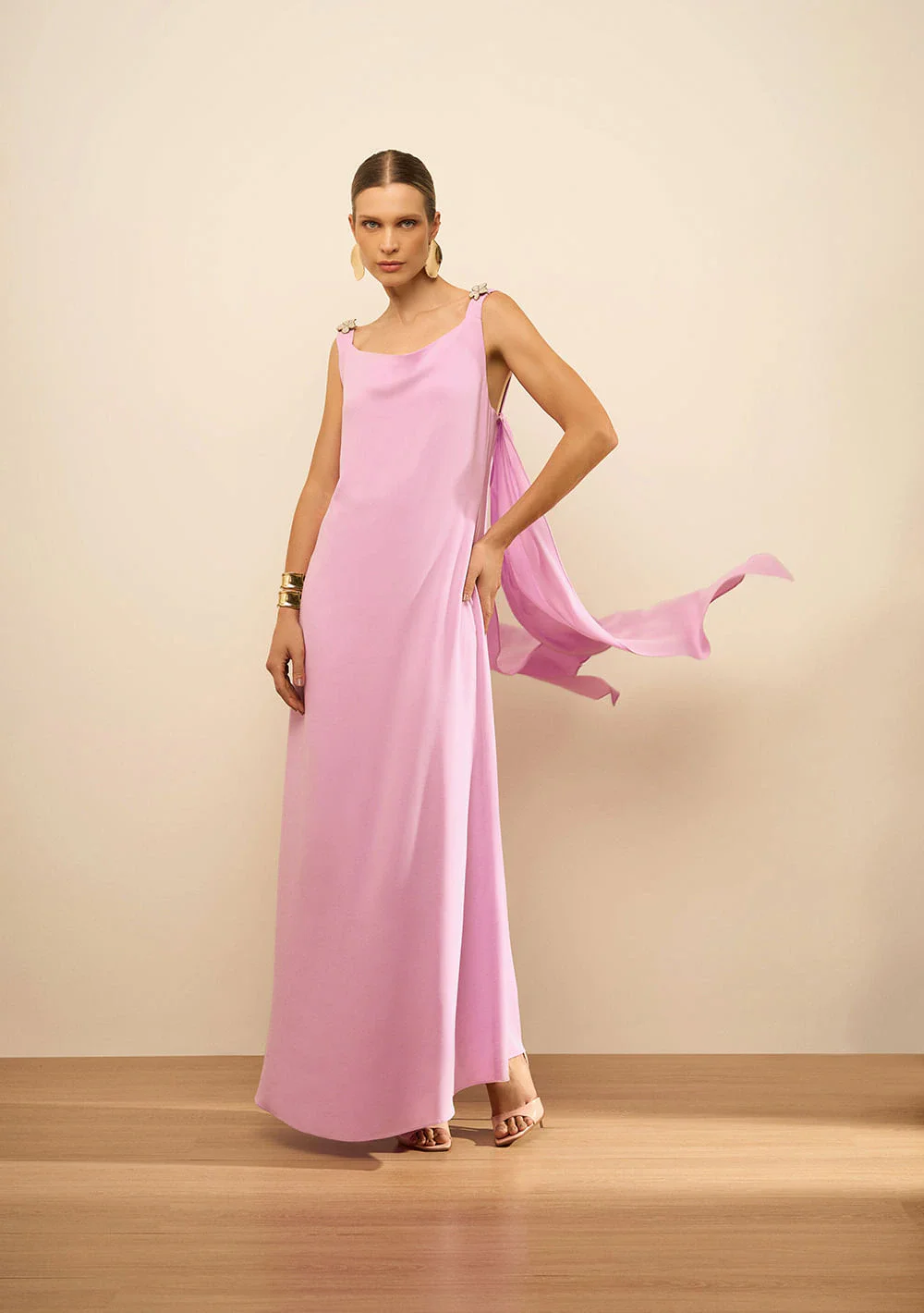 Vestido Maria.Valentina Ajustado Decote V Com Alça Midi Lilas