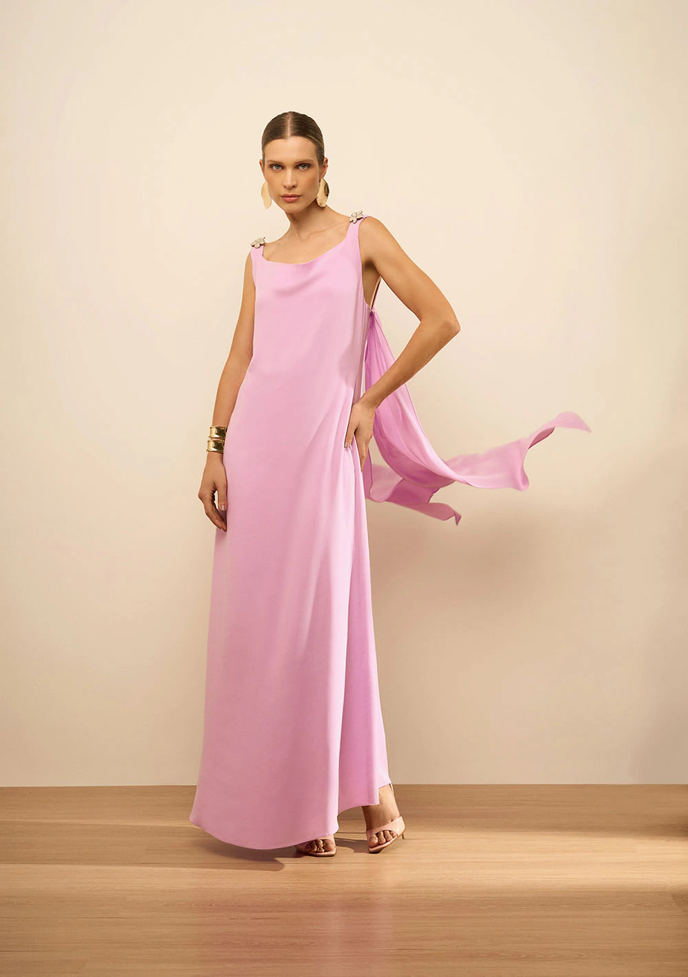 Vestido Maria.Valentina Ajustado Decote V Com Alça Midi Lilas