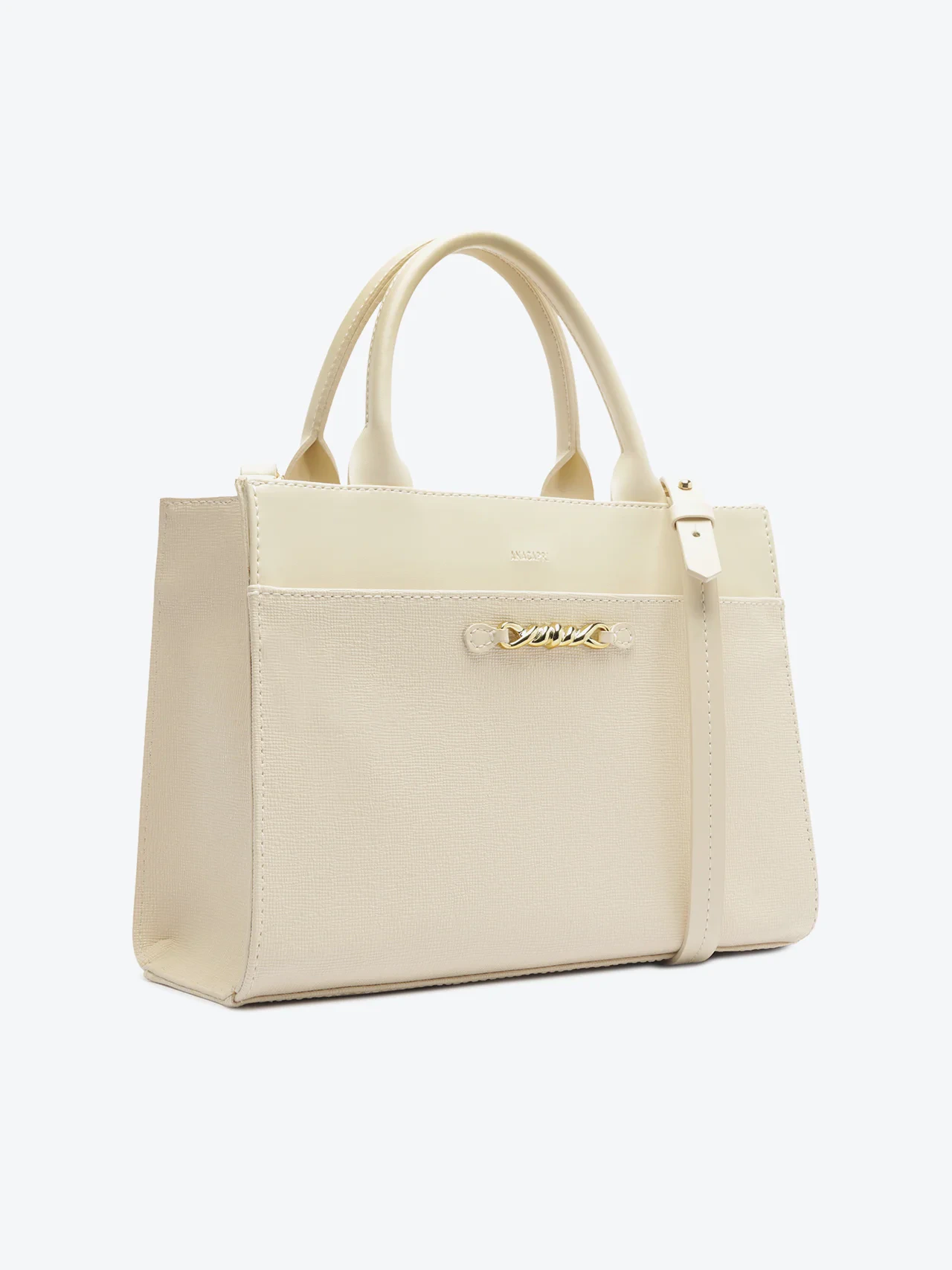 Bolsa Tote Média Texturizada Off White
