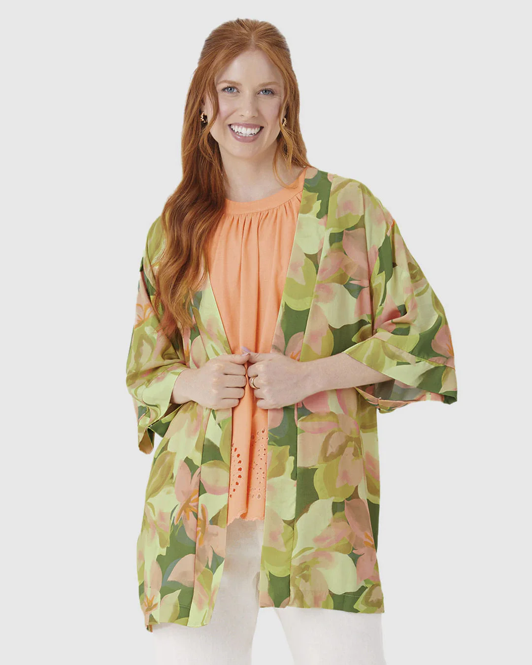 Kimono Amplo Feminino Estampa Floral Em Viscose