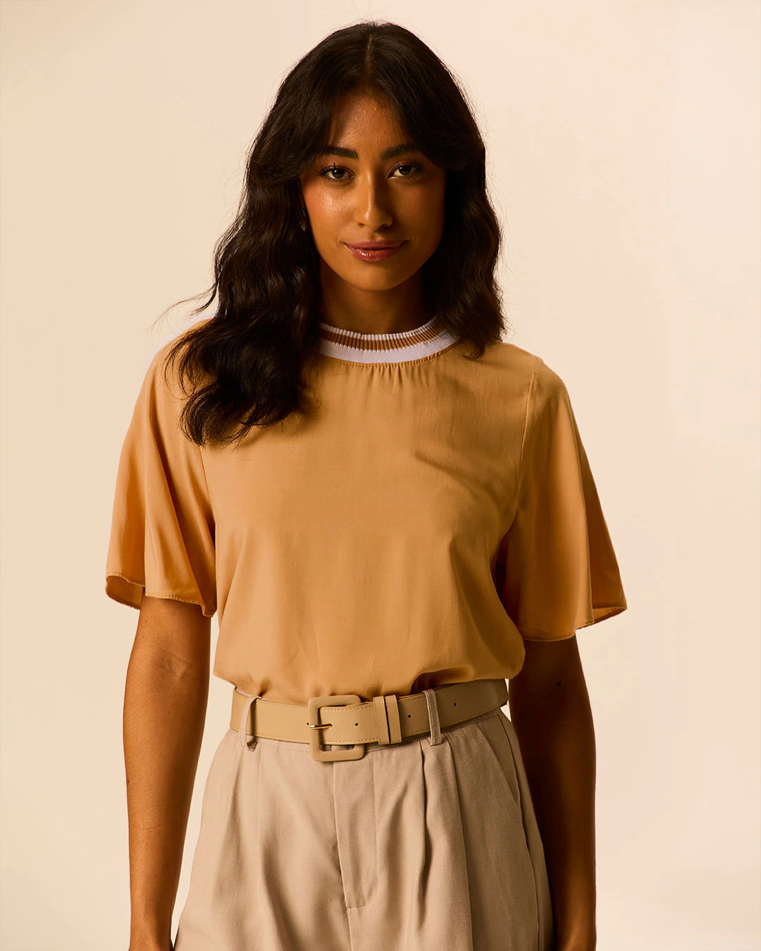 Blusa Feminina Oversized Gola Redonda Retilínea Em Viscose