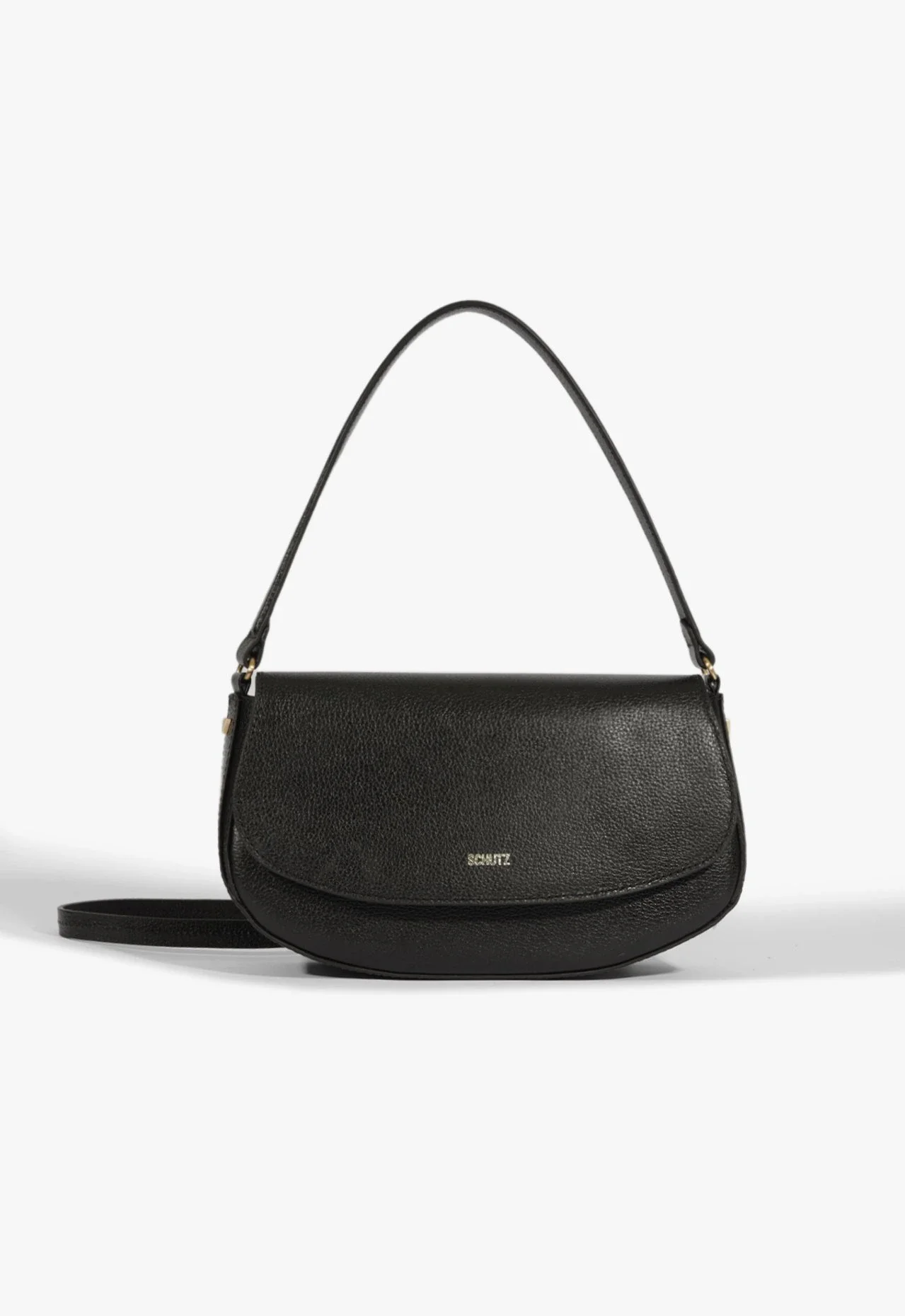 Bolsa Tiracolo Shoulder Esther Média Couro Preta