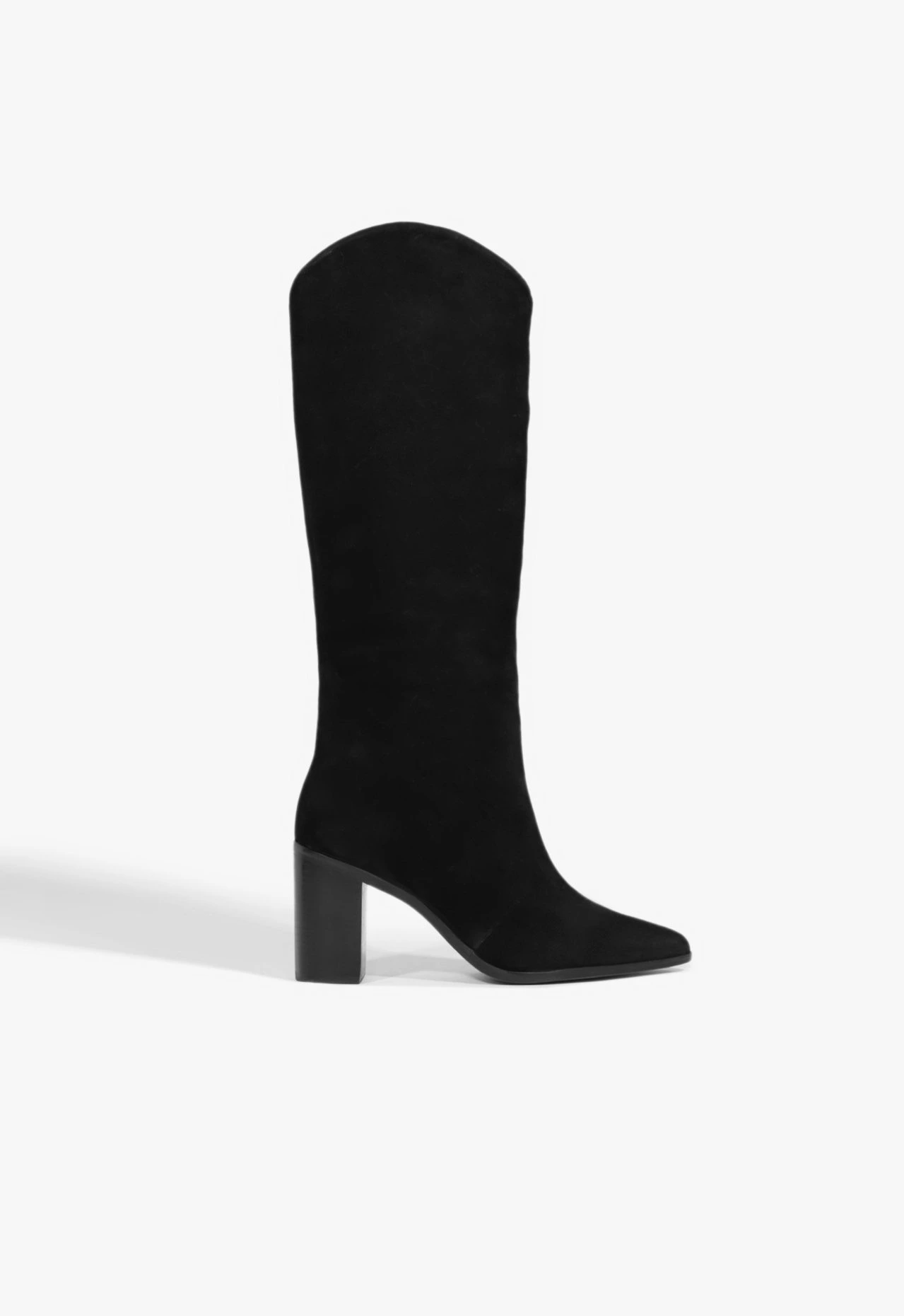 Bota Maryana Salto Bloco Western Camurça Preta