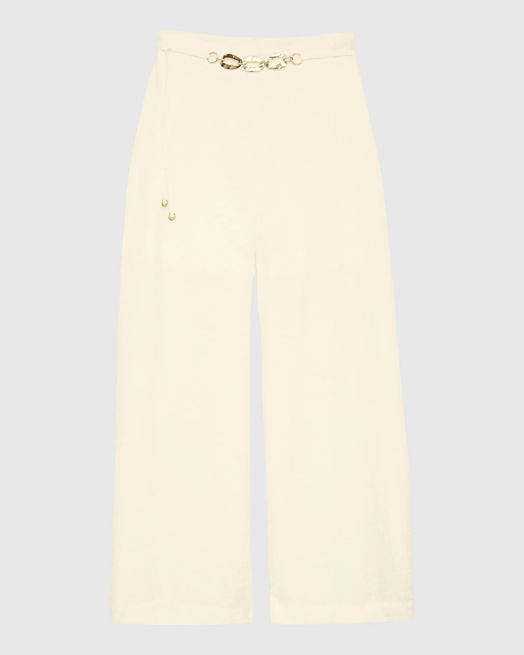 Calça Feminina Pantalona Cinto Com Corrente Em Tecido Acetinado - ENFIM