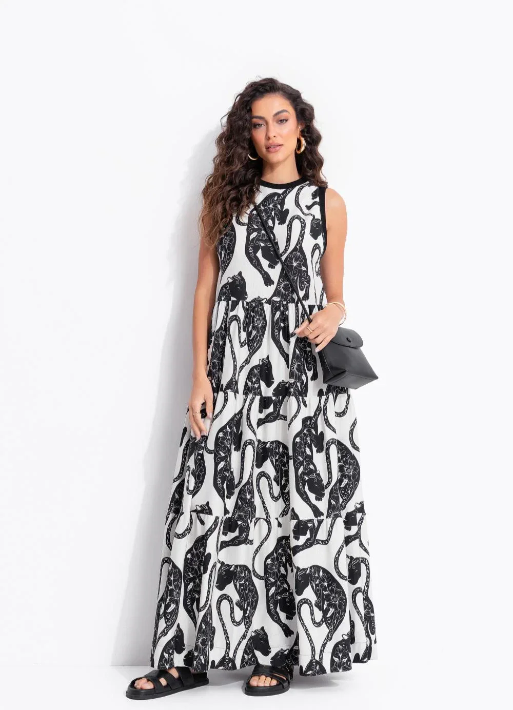 Farm - Vestido Marias Amor de Pantera Off White