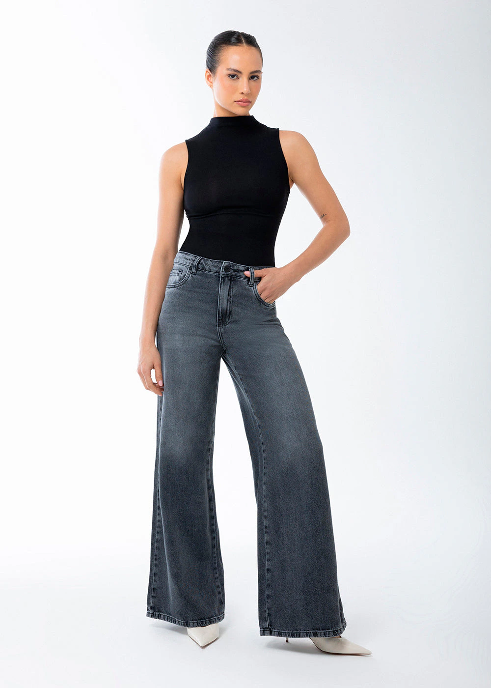 Calça Jeans Sawary Wide Leg - 283820 PRETO