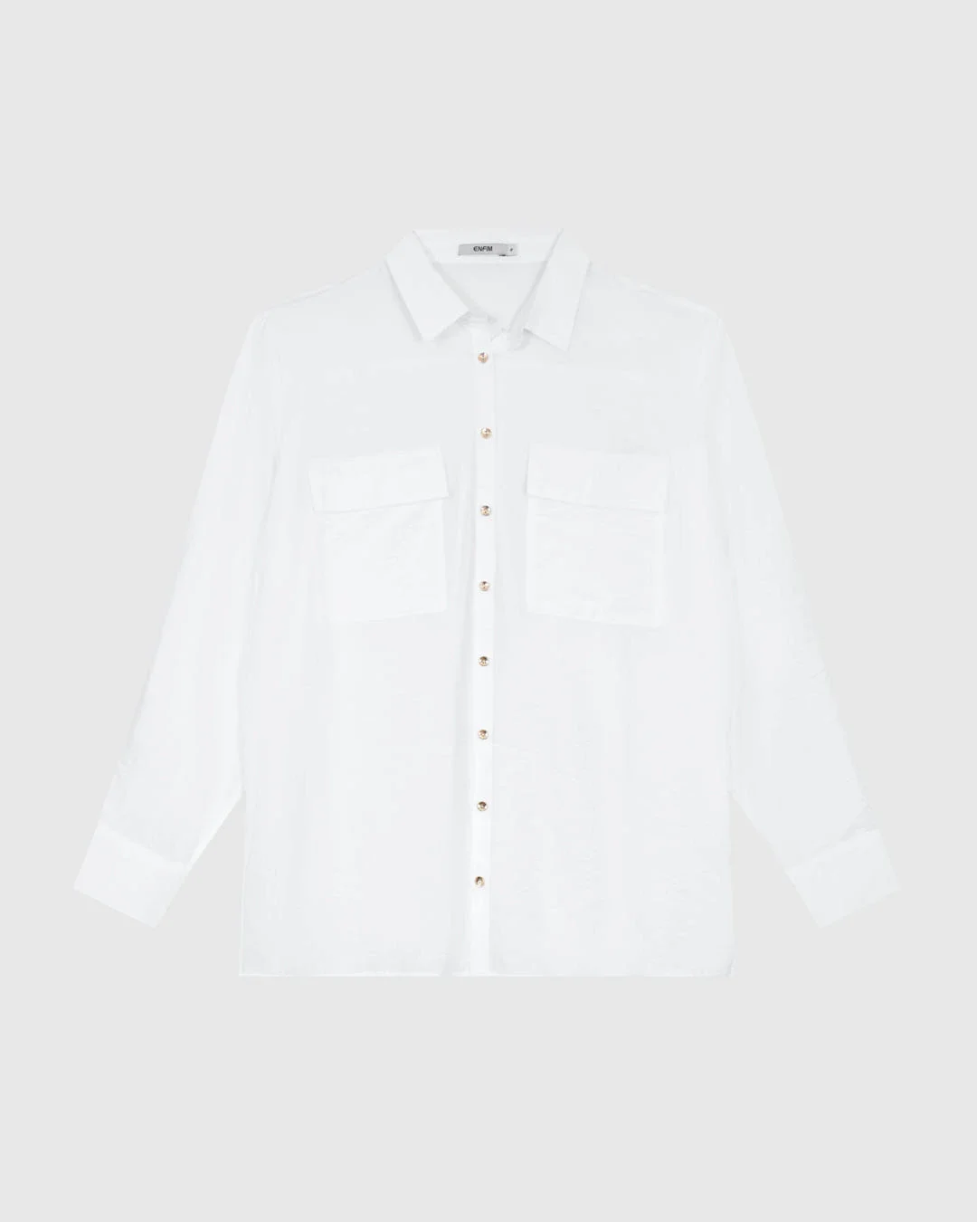 Camisa Feminina Utilitária Bolso Frontal Em Tecido Acetinado - ENFIM