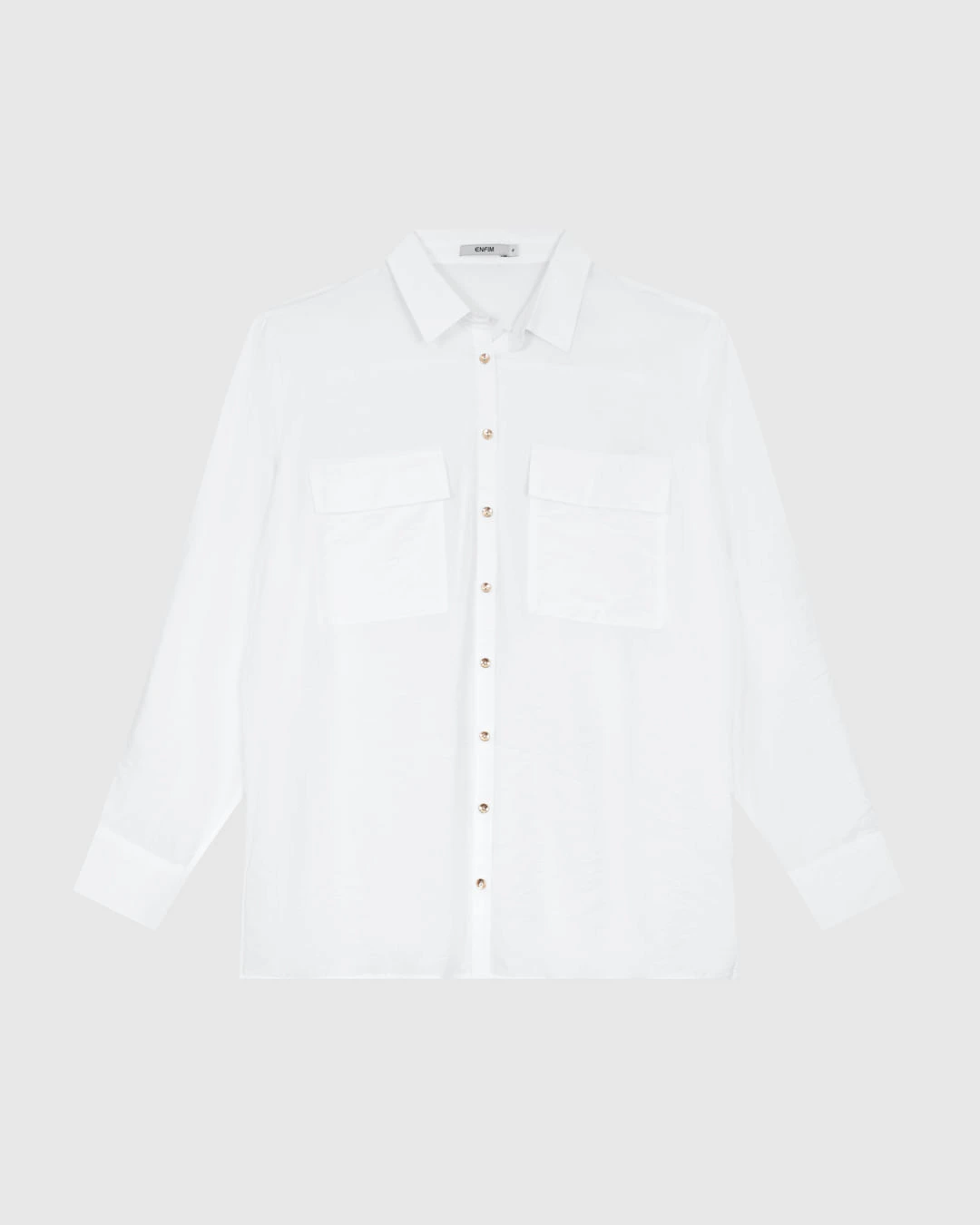 Camisa Feminina Utilitária Bolso Frontal Em Tecido Acetinado - ENFIM