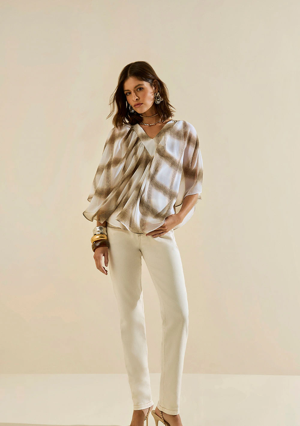 Calça Morena Rosa Skinny Média Off White