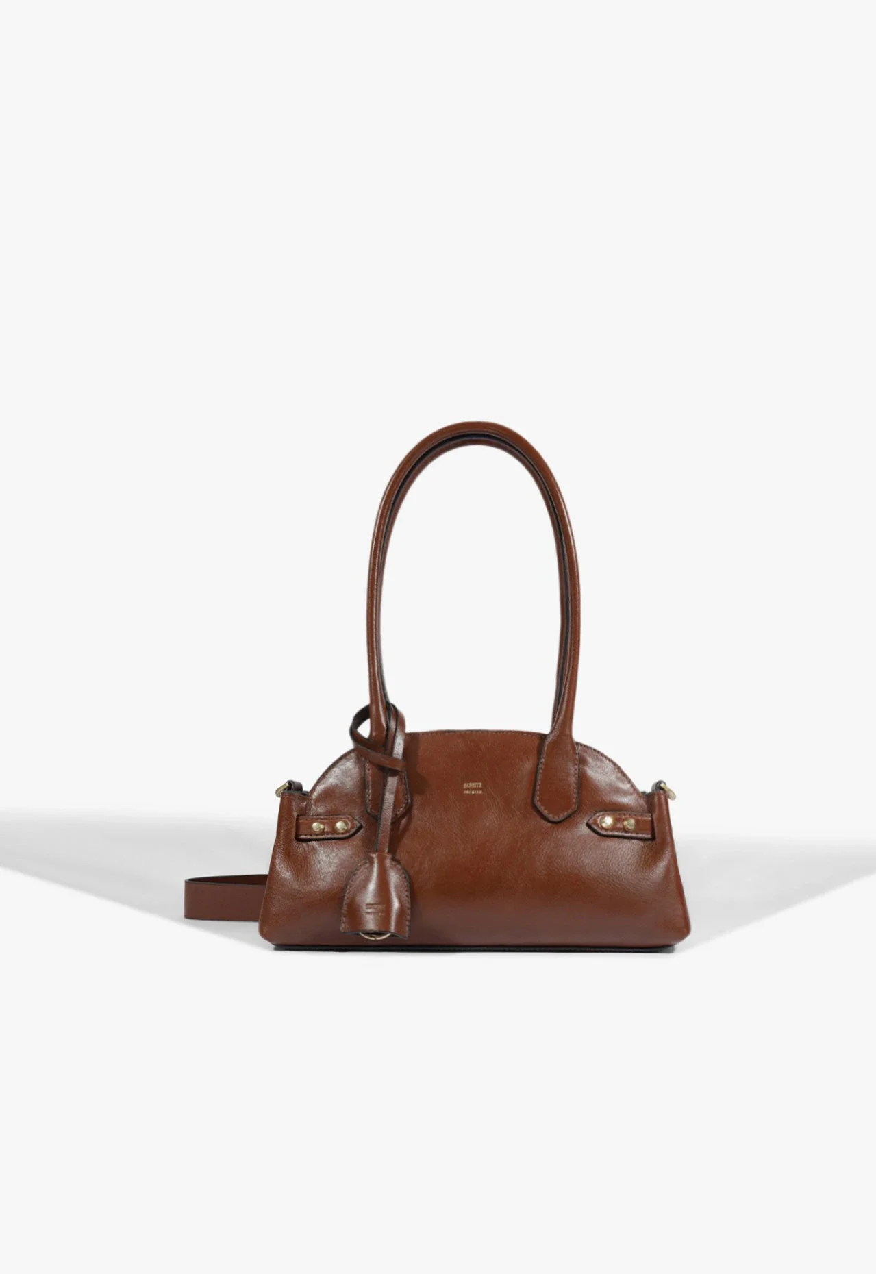 Bolsa Baguete Tote Broadway Pequena Couro Marrom