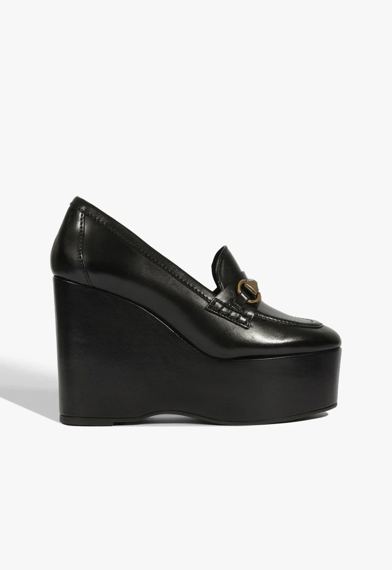 Mocassim Plataforma Angel Couro Preto