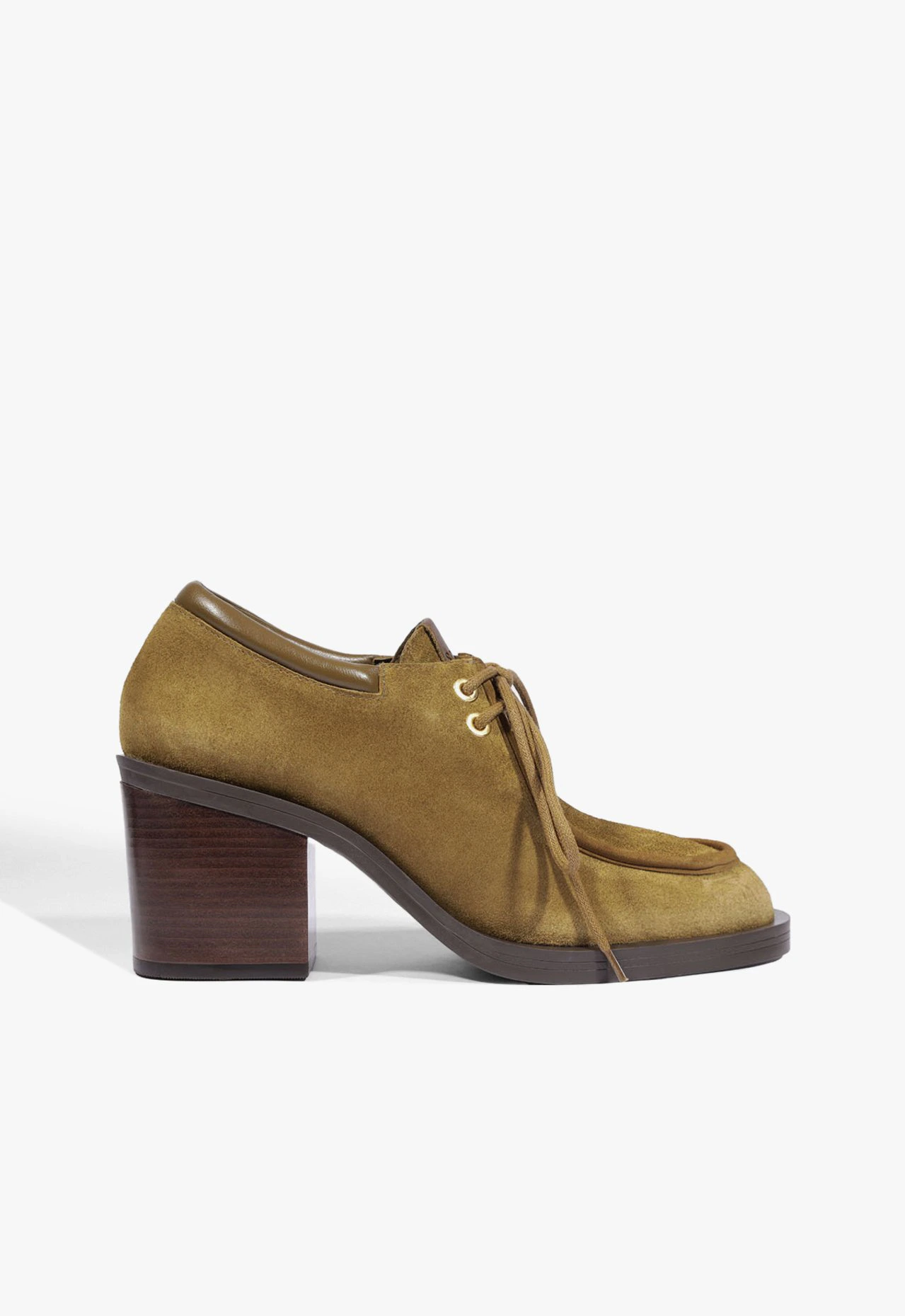 Mocassim Shop Salto Bloco Marrom