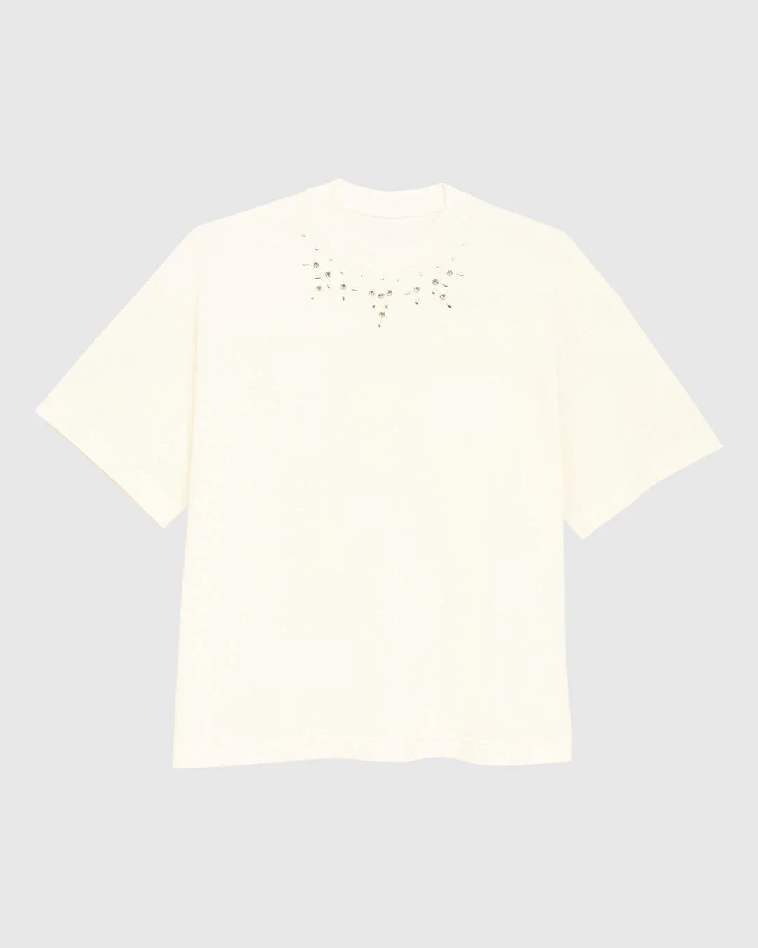 Camiseta Ampla Feminina Aplique Pedras Com Rebites Em Algodão - ENFIM
