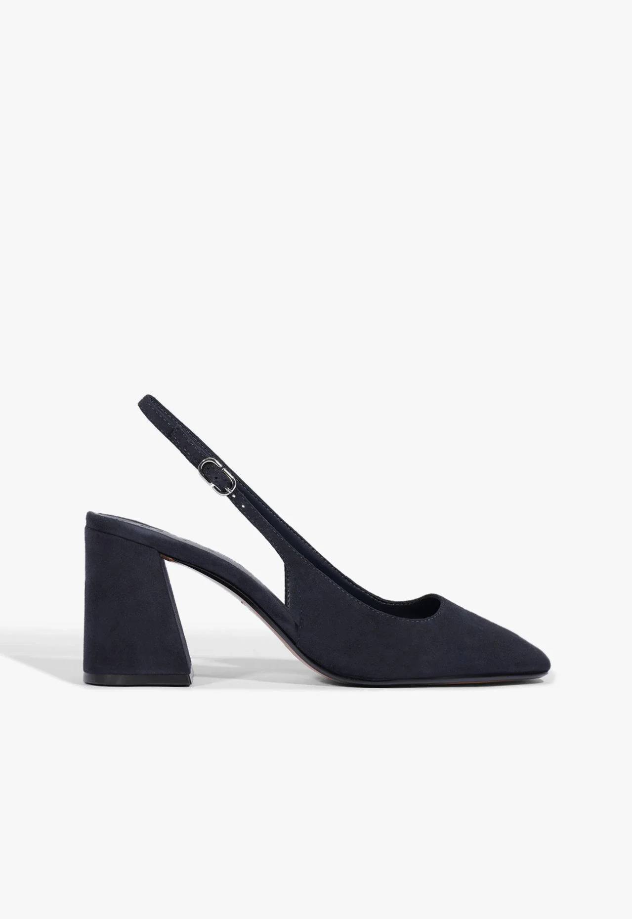 Scarpin Slingback Leia Block Camurça Azul