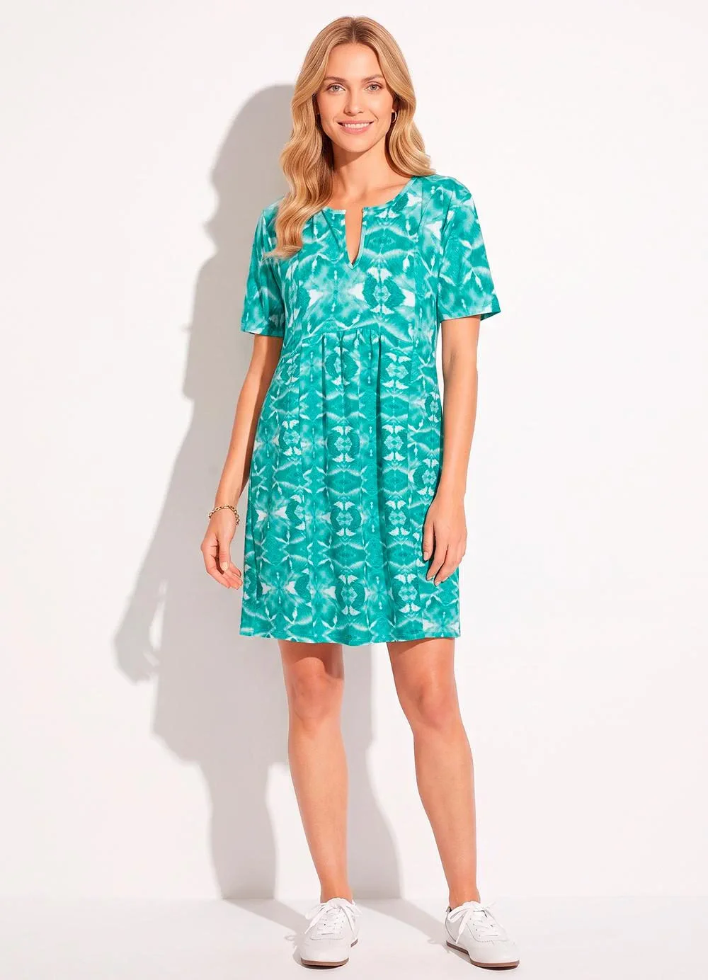 bonprix - Vestido Manga Curta Étnico Verde