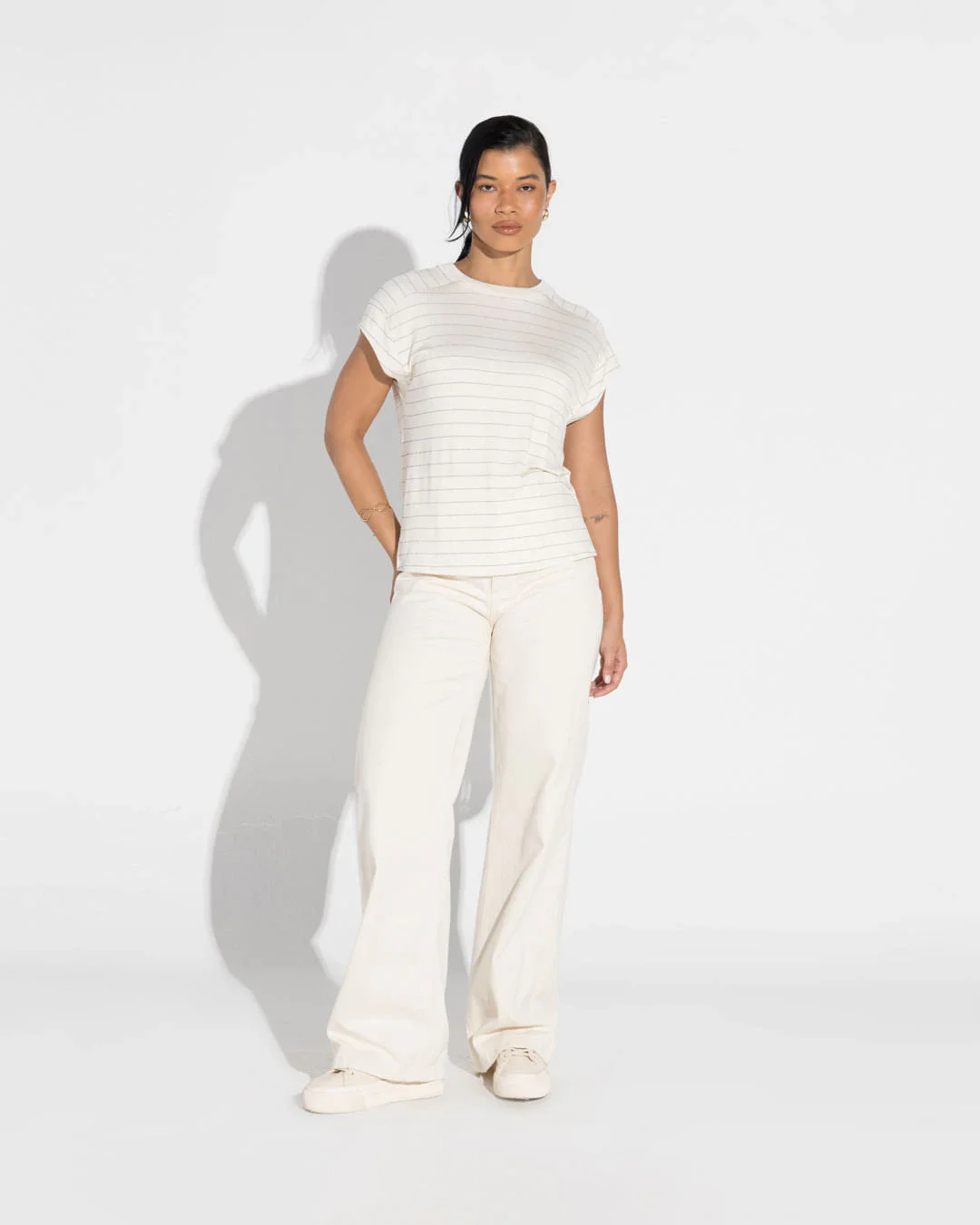 Camiseta Viscose Listras Feminina