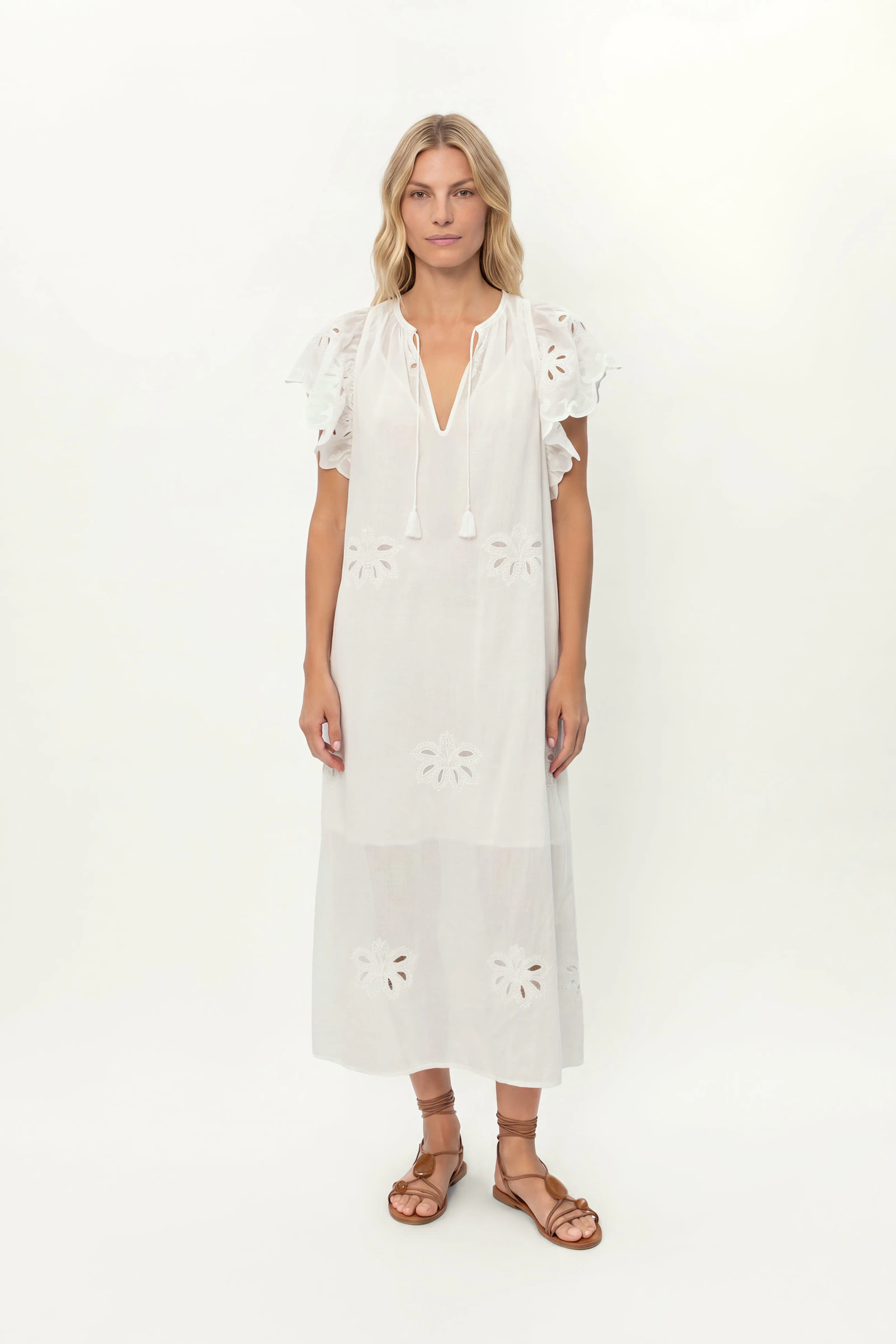 Vestido Midi Bordado Lotus