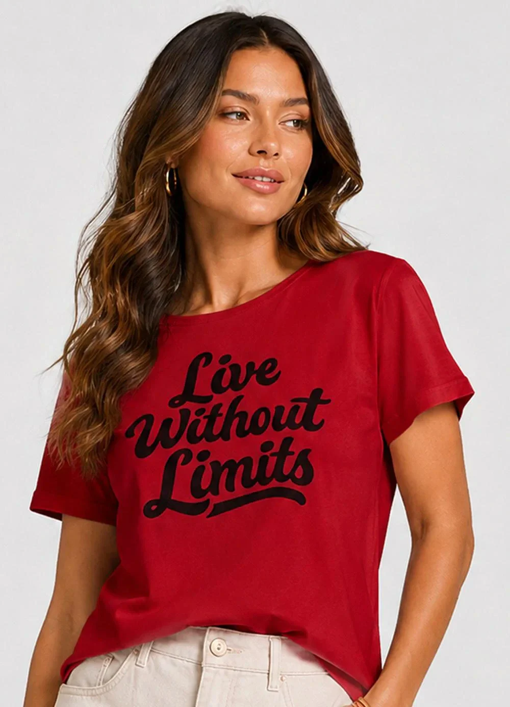 Infinita Cor - Blusa Manga Curta EstampadaVermelho