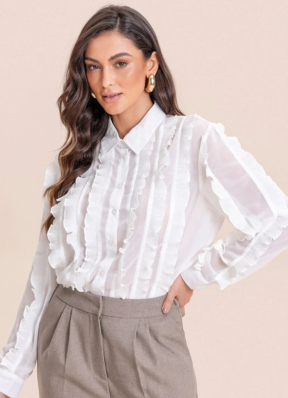 Angel - Camisa de Crepe Off White