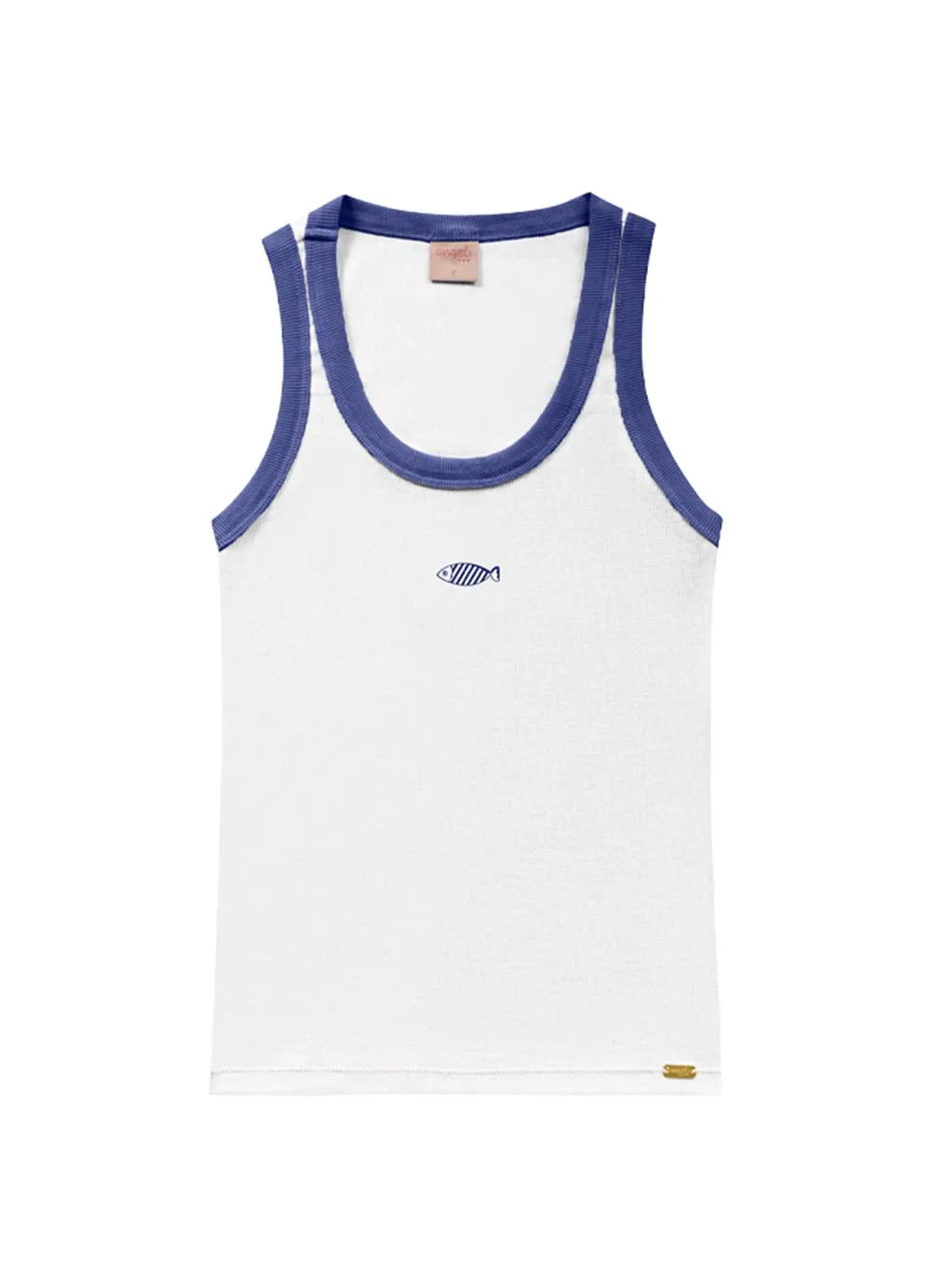 Angel - Blusa Regata Bordada Azul