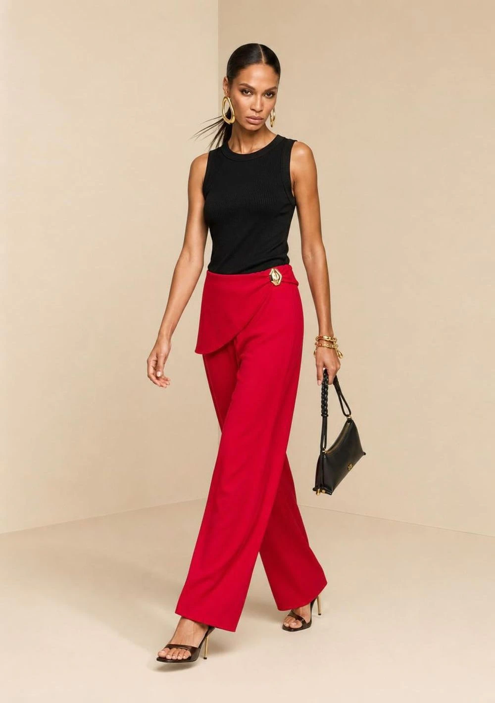 Calça Morena Rosa Reta Alta Vermelho