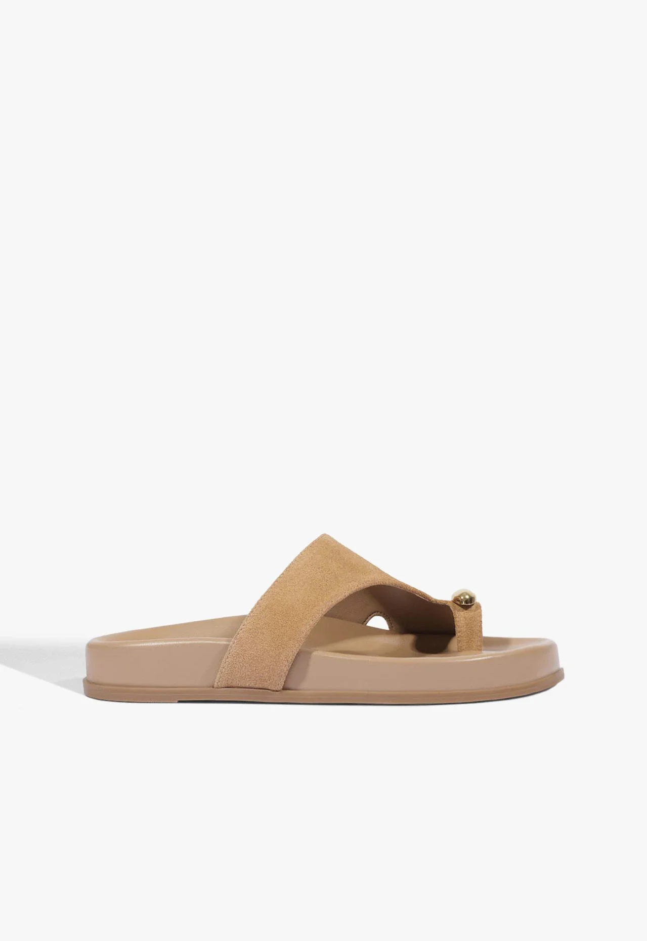 Papete Flatform Tira Dedo Adornos Couro Marrom