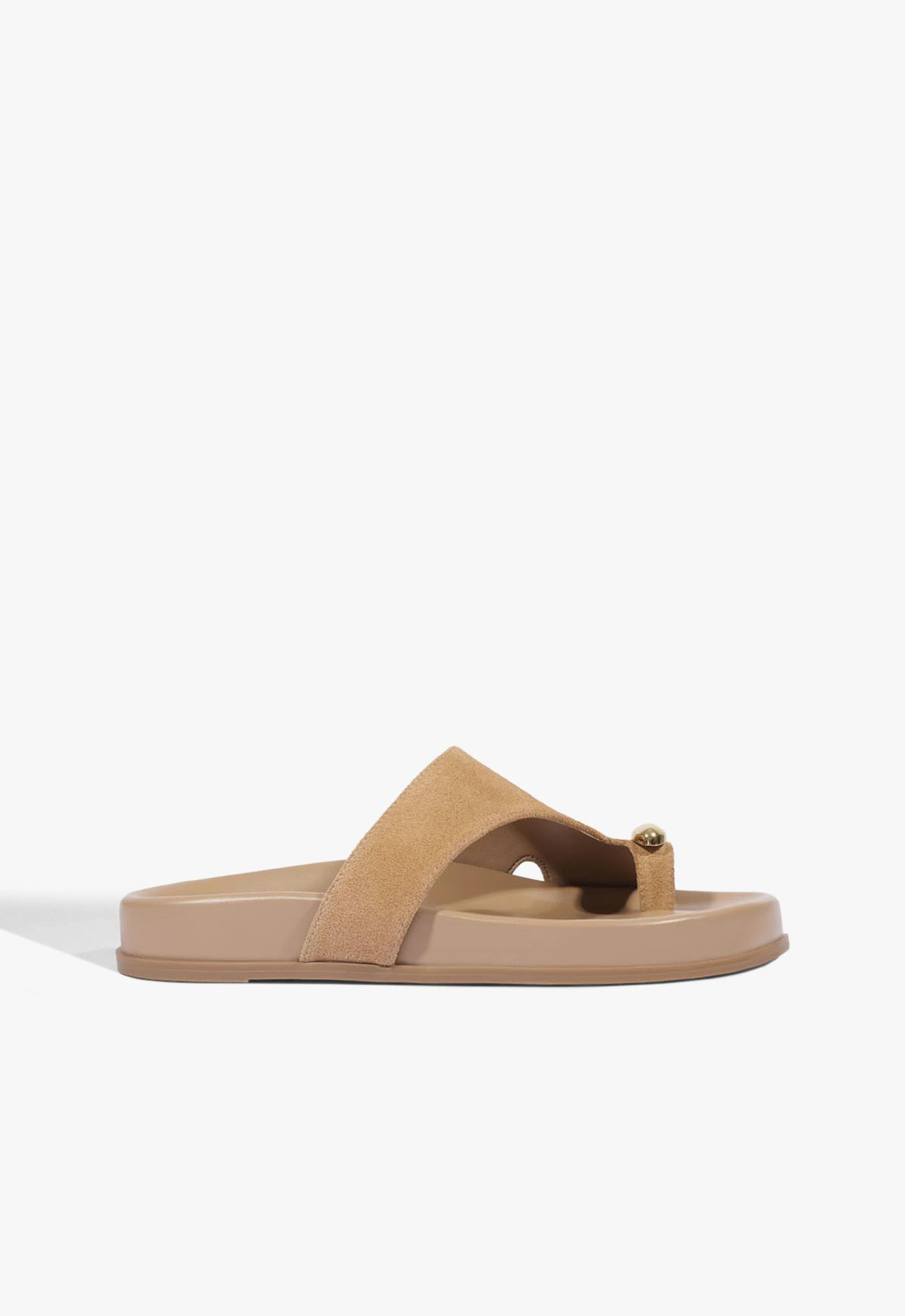 Papete Flatform Tira Dedo Adornos Couro Marrom