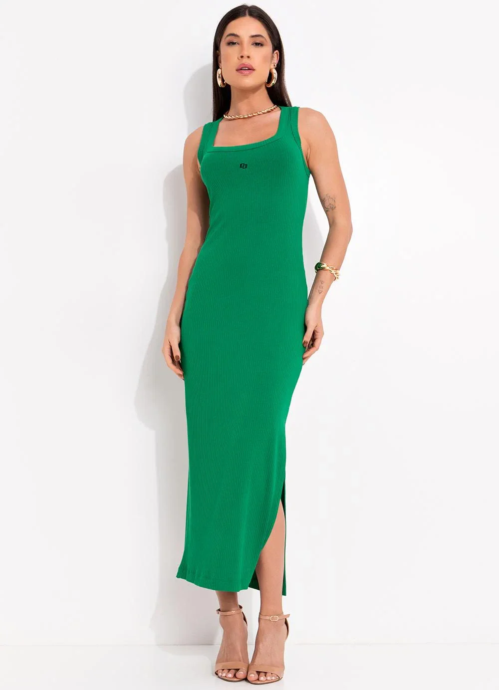 Colcci - Vestido Canelado Verde
